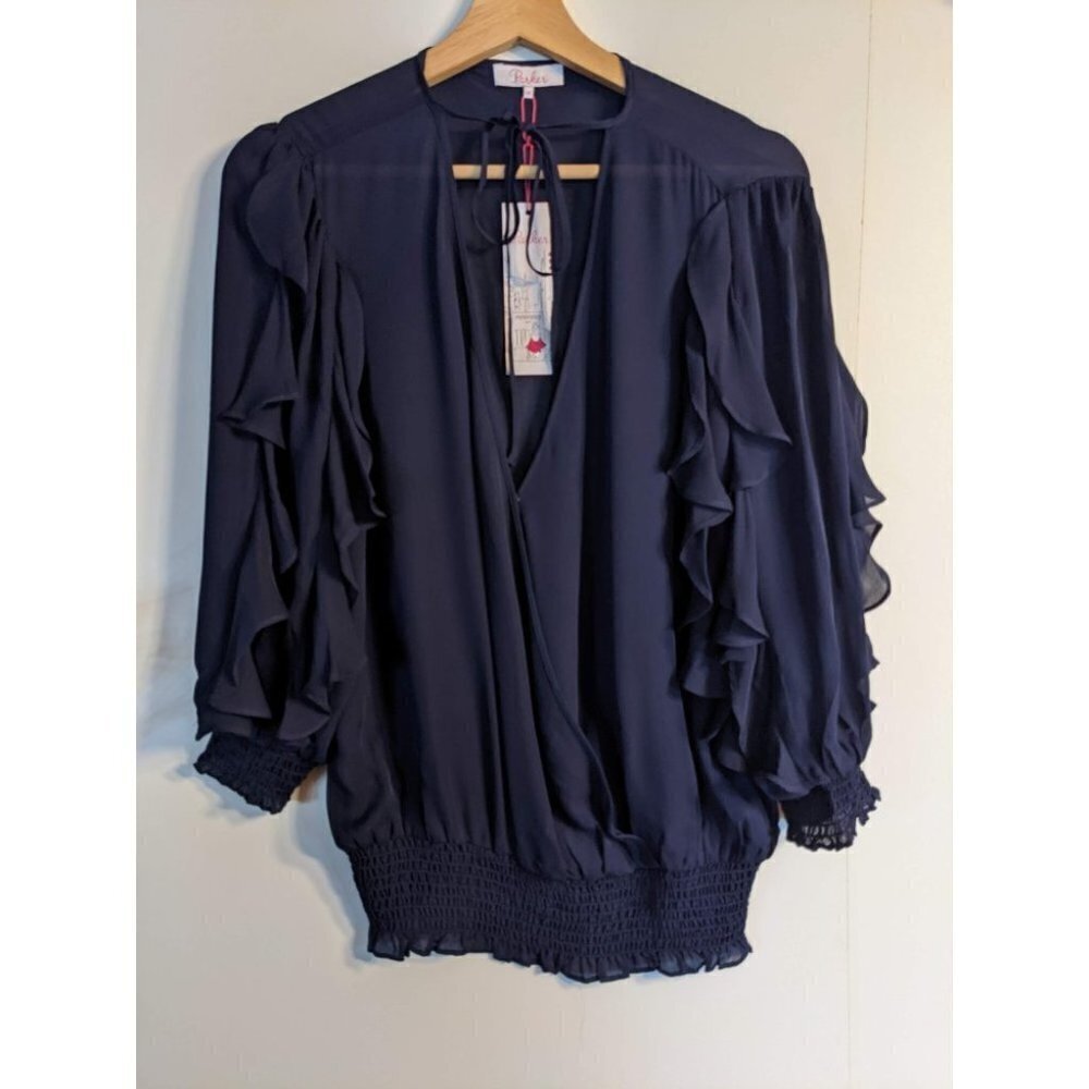 Nwt Parker | Larah Silk Georgette Blouse In Raven — image 5 of 8